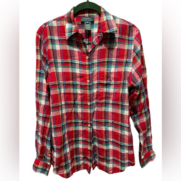 RALPH LAUREN Vintage Plaid Linen Shirt - Picture 1 of 8